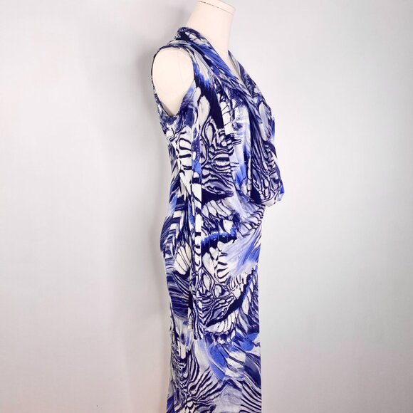 Jean Paul Gaultier - Blue Psychedelic Marble Cowl Neck Dress - Picture 5 of 16